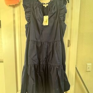 Elegant Navy Blue Midi Dress